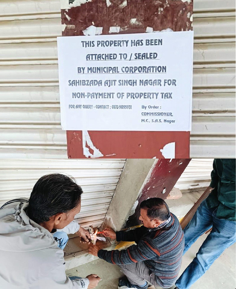 नगर निगम मोहाली ने प्रॉपर्टी टैक्स न भरने वालों के खिलाफ की सख्त कार्रवाई, फेज-1 में शोरूम सील